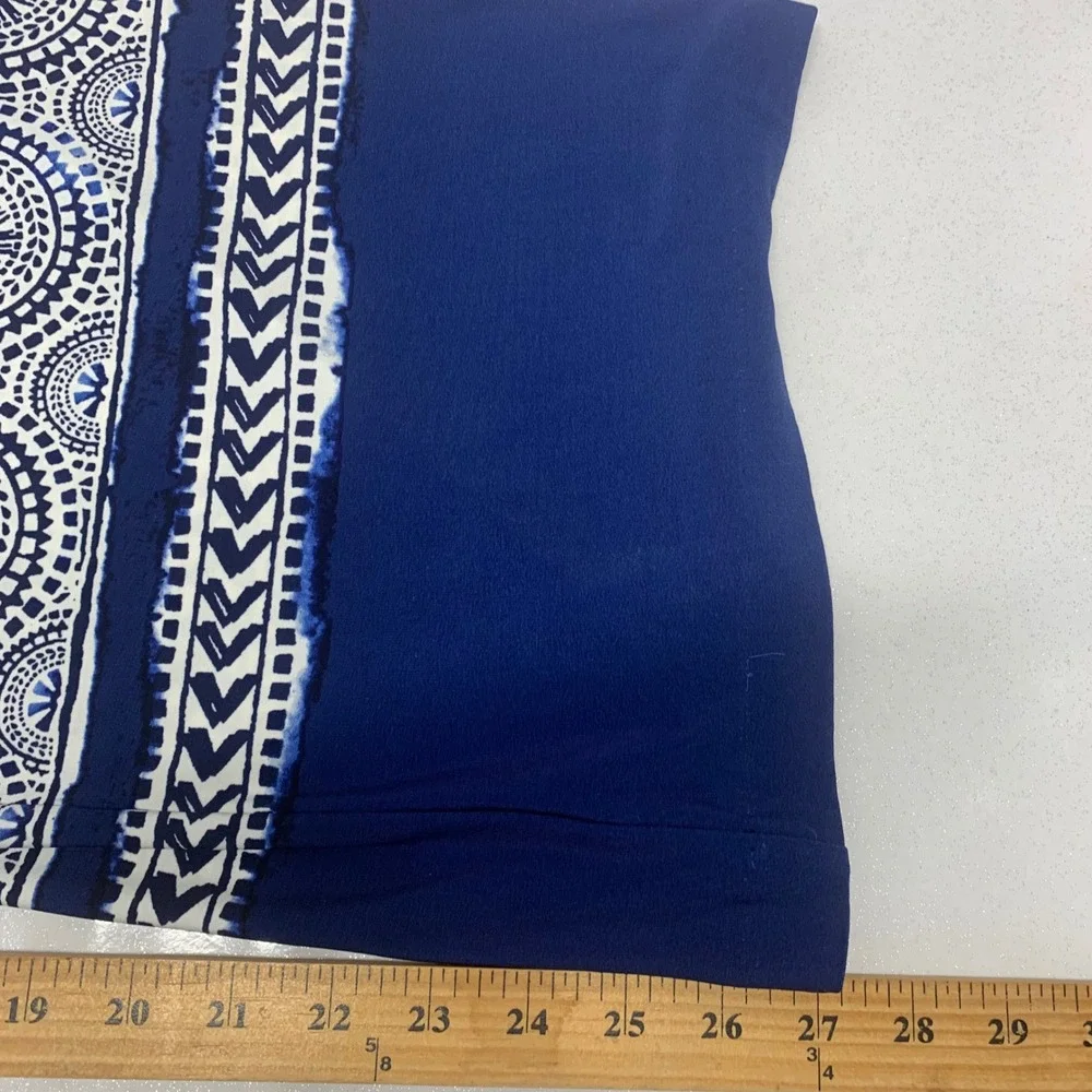Chicos 1 Blue White Medallion Print Wide Leg Palazzo Pants Medium Boho